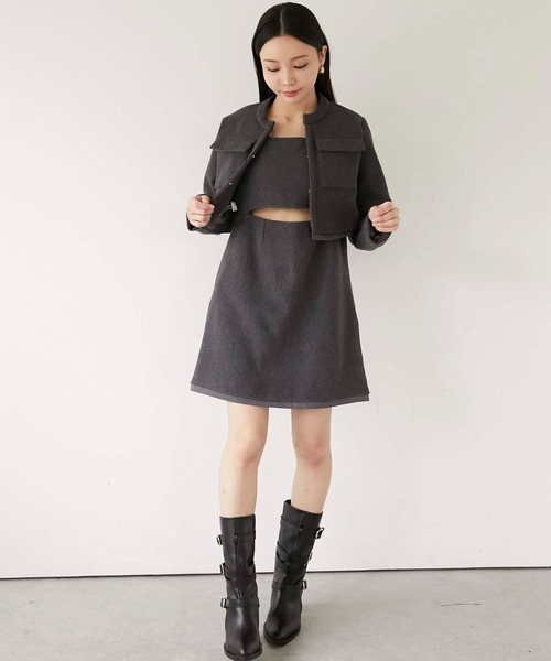 Luan(ルアン)の「【Luan】TWEED SHORT JACKET/ツイードジャケット(テーラードジャケット・レディース・グレー/ホワイト・1/2)」の5枚目の写真