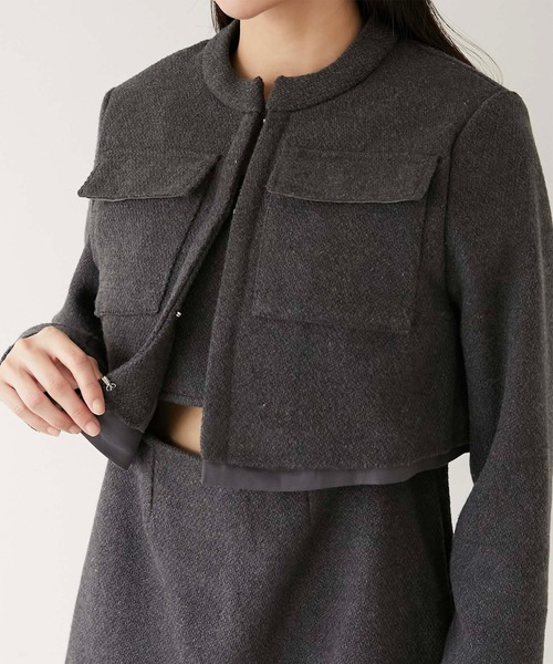 Luan(ルアン)の「【Luan】TWEED SHORT JACKET/ツイードジャケット(テーラードジャケット・レディース・グレー/ホワイト・1/2)」の7枚目の写真