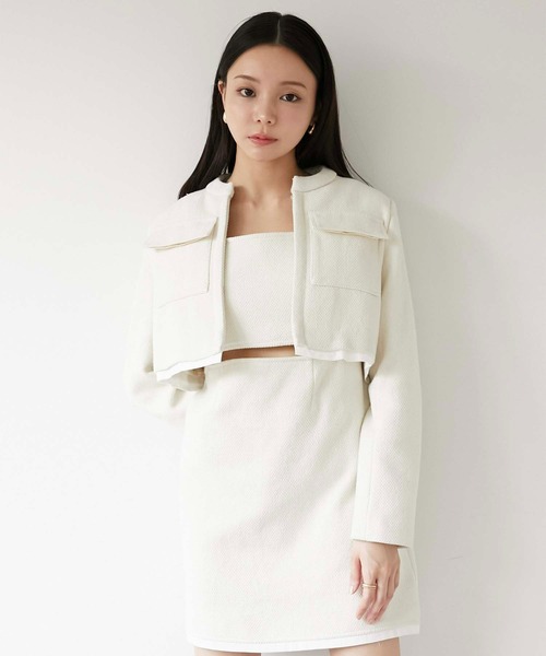 Luan(ルアン)の「【Luan】TWEED SHORT JACKET/ツイードジャケット(テーラードジャケット・レディース・グレー/ホワイト・1/2)」の16枚目の写真
