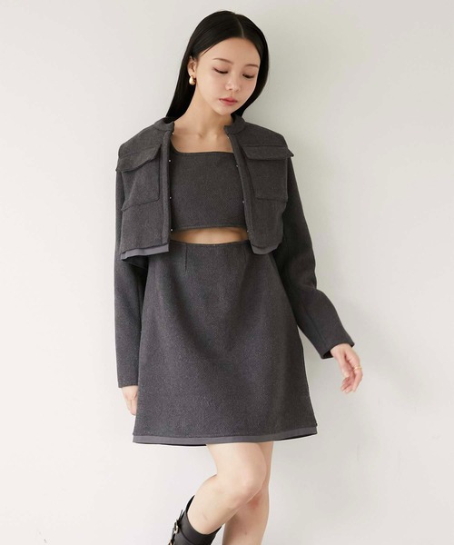 Luan(ルアン)の「【Luan】TWEED SHORT JACKET/ツイードジャケット(テーラードジャケット・レディース・グレー/ホワイト・1/2)」の6枚目の写真
