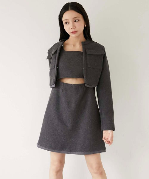 Luan(ルアン)の「【Luan】TWEED SHORT JACKET/ツイードジャケット(テーラードジャケット・レディース・グレー/ホワイト・1/2)」の4枚目の写真