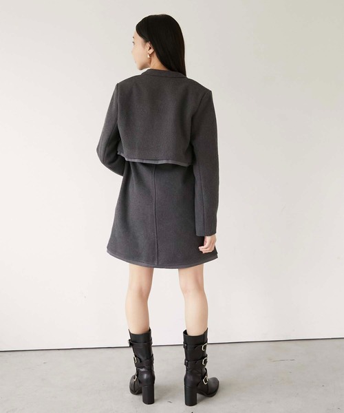 Luan(ルアン)の「【Luan】TWEED SHORT JACKET/ツイードジャケット(テーラードジャケット・レディース・グレー/ホワイト・1/2)」の3枚目の写真