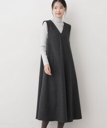【洗える】Vネックジャンパースカート