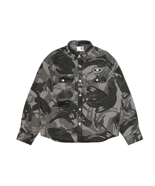 AAPE BY A BATHING APE（エーエイプバイアベイシングエイプ）の「AAPE MAIN LONG SLEEVE SHIRT(camouflage)（シャツ/ブラウス・メンズ・ライトブラック/ライトブルー・MEDIUM/LARGE/SMALL/X-LARGE）」の2枚目の写真