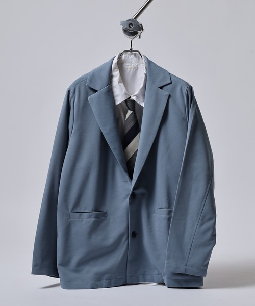 OMNES(オムネス)の「OMNES Another Edition ストレッチ梨地ワイドシルエット2Bテーラードジャケット tailored jacket(テーラードジャケット・メンズ・ベージュ/ブルー・L/M)」の2枚目の写真