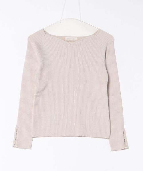 12Twelve Agenda（トゥエルブ　アジェンダ）の「ハートネック袖口アソートパールリブニットプルオーバー（ニット/セーター・レディース・ピンク/チャコールグレー/ブルー/ブラック/グレイッシュベージュ/オフホワイト/サックスブルー・M）」の4枚目の写真