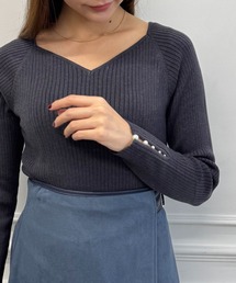 12Twelve Agenda | ハートネック袖口アソートパールリブニットプルオーバー(ニット/セーター)