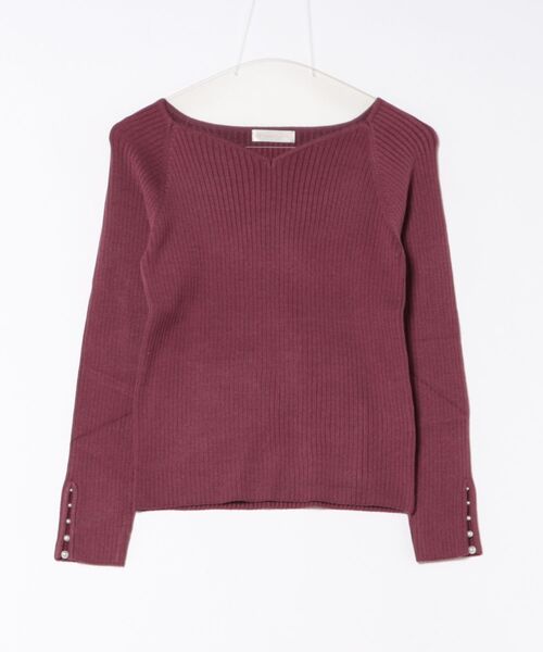 12Twelve Agenda（トゥエルブ　アジェンダ）の「ハートネック袖口アソートパールリブニットプルオーバー（ニット/セーター・レディース・ピンク/チャコールグレー/ブルー/ブラック/グレイッシュベージュ/オフホワイト/サックスブルー・M）」の13枚目の写真