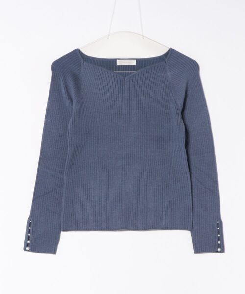 12Twelve Agenda（トゥエルブ　アジェンダ）の「ハートネック袖口アソートパールリブニットプルオーバー（ニット/セーター・レディース・ピンク/チャコールグレー/ブルー/ブラック/グレイッシュベージュ/オフホワイト/サックスブルー・M）」の19枚目の写真