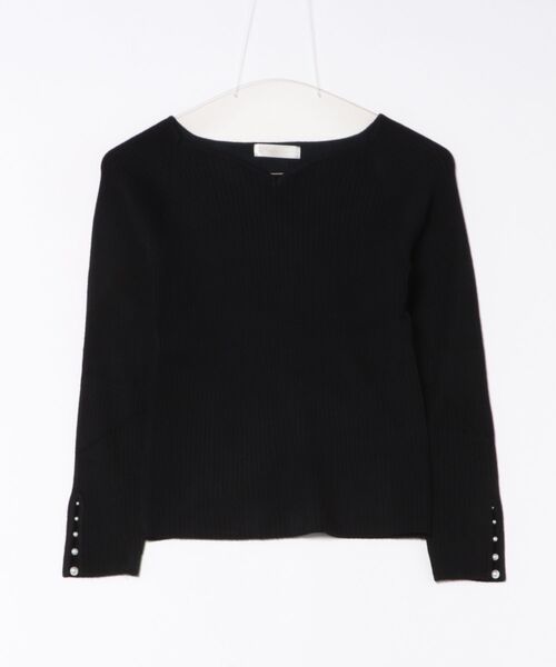 12Twelve Agenda（トゥエルブ　アジェンダ）の「ハートネック袖口アソートパールリブニットプルオーバー（ニット/セーター・レディース・ピンク/チャコールグレー/ブルー/ブラック/グレイッシュベージュ/オフホワイト/サックスブルー・M）」の20枚目の写真