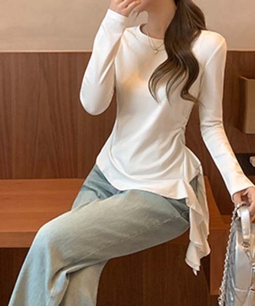 gossip！ロサンゼルス（ゴシップロサンゼルス）の「Y2K アシンメトリー フリルトップス フェミニンアクセント（その他トップス・レディース・ネイビー/ホワイト・FREE）」の8枚目の写真