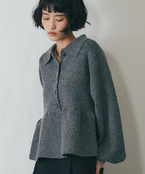 裾フリルペプラム襟付きカーディガン（カーディガン/ボレロ）｜ANOTHER