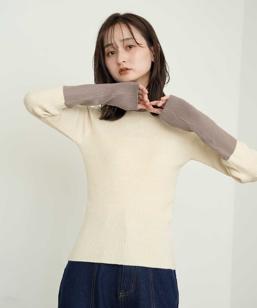 Bulue.(ブルー)の「【Bulue.】リブ編み配色ニット(ニット/セーター・レディース・アイボリー/ブラック/グレー/ブラウン・FREE)」の16枚目の写真