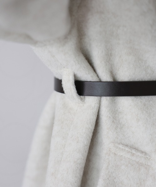 Riberry（リベリー）の「ベルト付き襟フェイクレザーステンカラーコート（ステンカラーコート・レディース・ブラック/チャコールグレー/オートミール/ブラウン・FREE）」の12枚目の写真