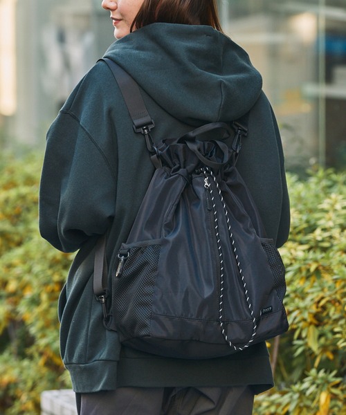 撥水加工〉5WAYドローコード巾着ショルダーバッグ / リュックサック