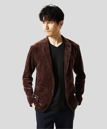 MK MICHEL KLEIN HOMME  | 【ふわふわ質感/ストレッチ／洗える】ベロアタッチ／LUXモールジャケット(テーラードジャケット)