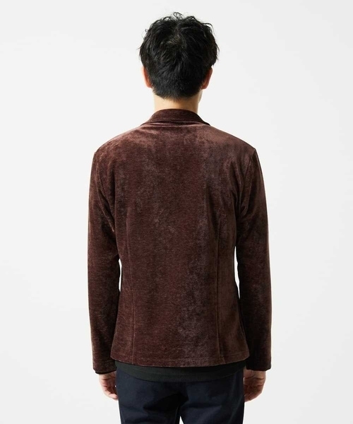 MK MICHEL KLEIN HOMME （エムケーミッシェルクランオム）の「【ふわふわ質感/ストレッチ／洗える】ベロアタッチ／LUXモールジャケット（テーラードジャケット・メンズ・オレンジ系その他/ブラック・46/51/48）」の8枚目の写真