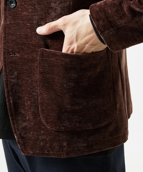 MK MICHEL KLEIN HOMME （エムケーミッシェルクランオム）の「【ふわふわ質感/ストレッチ／洗える】ベロアタッチ／LUXモールジャケット（テーラードジャケット・メンズ・オレンジ系その他/ブラック・46/51/48）」の11枚目の写真