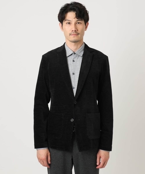MK MICHEL KLEIN HOMME （エムケーミッシェルクランオム）の「【ふわふわ質感/ストレッチ／洗える】ベロアタッチ／LUXモールジャケット（テーラードジャケット・メンズ・オレンジ系その他/ブラック・46/51/48）」の17枚目の写真