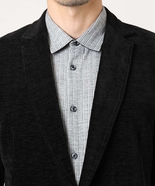 MK MICHEL KLEIN HOMME （エムケーミッシェルクランオム）の「【ふわふわ質感/ストレッチ／洗える】ベロアタッチ／LUXモールジャケット（テーラードジャケット・メンズ・オレンジ系その他/ブラック・46/51/48）」の20枚目の写真