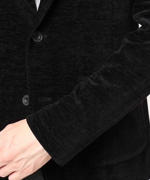 MK MICHEL KLEIN HOMME （エムケーミッシェルクランオム）の「【ふわふわ質感/ストレッチ／洗える】ベロアタッチ／LUXモールジャケット（テーラードジャケット・メンズ・オレンジ系その他/ブラック・46/51/48）」の21枚目の写真