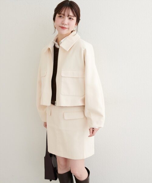 natural couture（ナチュラルクチュール）の「ポケット付き台形スカート（スカート・レディース・アイボリー/グレー/ブラウン・LARGE/MEDIUM）」の5枚目の写真