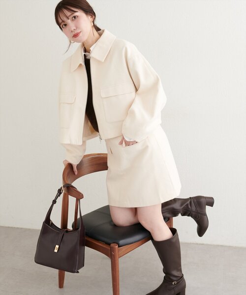 natural couture（ナチュラルクチュール）の「ポケット付き台形スカート（スカート・レディース・アイボリー/グレー/ブラウン・LARGE/MEDIUM）」の6枚目の写真