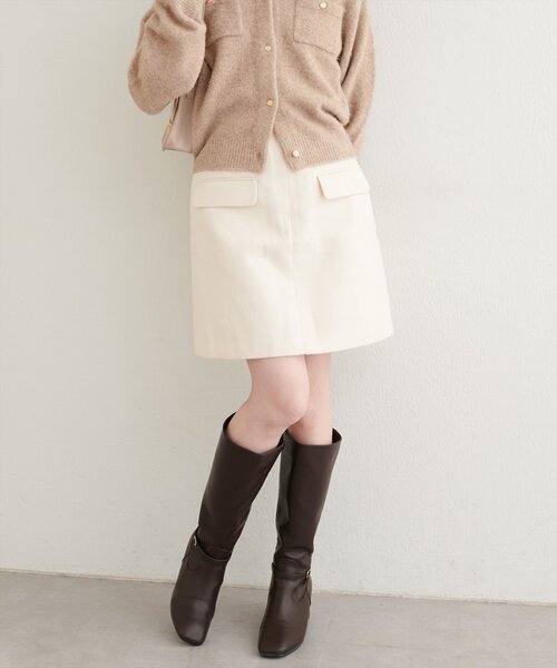 natural couture（ナチュラルクチュール）の「ポケット付き台形スカート（スカート・レディース・アイボリー/グレー/ブラウン・LARGE/MEDIUM）」の9枚目の写真