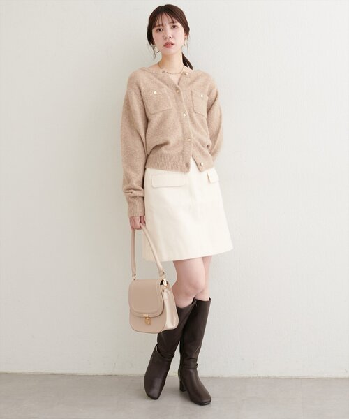 natural couture（ナチュラルクチュール）の「ポケット付き台形スカート（スカート・レディース・アイボリー/グレー/ブラウン・LARGE/MEDIUM）」の10枚目の写真