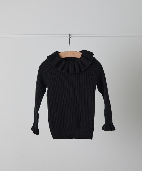 riziere（リジェール）の「フリルカラーニットプルオーバー（ニット/セーター・キッズ・アイボリー/ブラウン系/ブラック・120/110/100/90/150/140/130）」の7枚目の写真