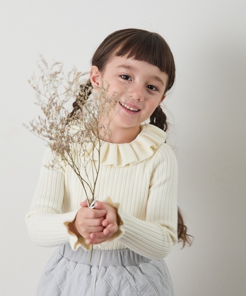 riziere（リジェール）の「フリルカラーニットプルオーバー（ニット/セーター・キッズ・アイボリー/ブラウン系/ブラック・120/110/100/90/150/140/130）」の18枚目の写真