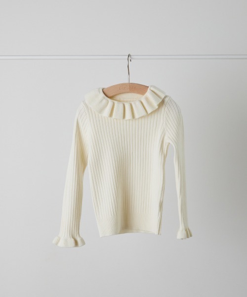 riziere（リジェール）の「フリルカラーニットプルオーバー（ニット/セーター・キッズ・アイボリー/ブラウン系/ブラック・120/110/100/90/150/140/130）」の8枚目の写真