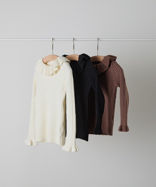 riziere（リジェール）の「フリルカラーニットプルオーバー（ニット/セーター・キッズ・アイボリー/ブラウン系/ブラック・120/110/100/90/150/140/130）」の11枚目の写真