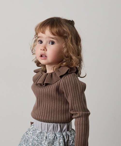 riziere（リジェール）の「フリルカラーニットプルオーバー（ニット/セーター・キッズ・アイボリー/ブラウン系/ブラック・120/110/100/90/150/140/130）」の12枚目の写真