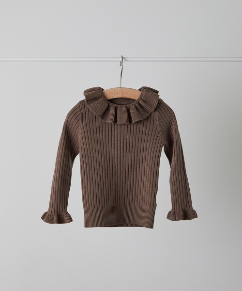 riziere（リジェール）の「フリルカラーニットプルオーバー（ニット/セーター・キッズ・アイボリー/ブラウン系/ブラック・120/110/100/90/150/140/130）」の6枚目の写真