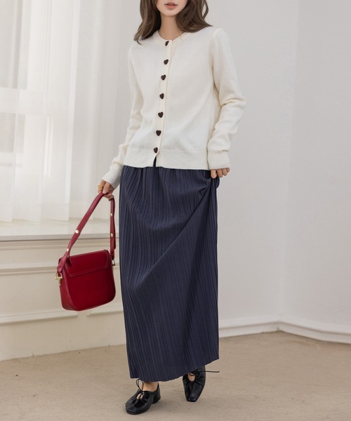 DAY CLOSET（デイ クローゼット）の「【裏起毛/厚手/防寒/マキシ丈】ストンと落ち感。サイドスリットプリーツスカート レディース（スカート・レディース・チャコールグレー/ブラック/アイボリー・M/L）」の22枚目の写真