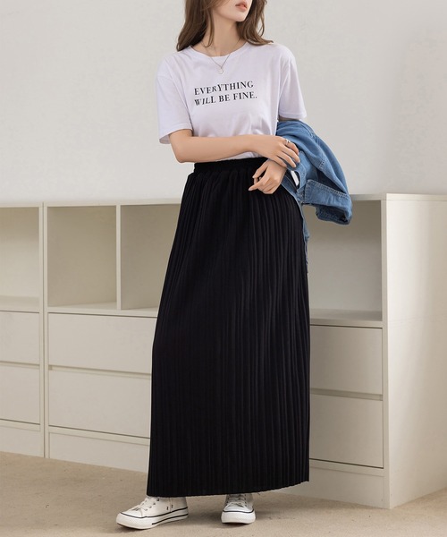 DAY CLOSET（デイ クローゼット）の「【裏起毛/厚手/防寒/マキシ丈】ストンと落ち感。サイドスリットプリーツスカート レディース（スカート・レディース・チャコールグレー/ブラック/アイボリー・M/L）」の16枚目の写真