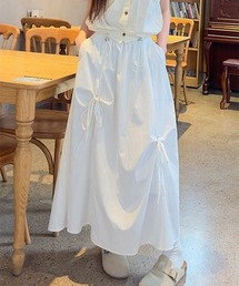 リボン付きロングスカート