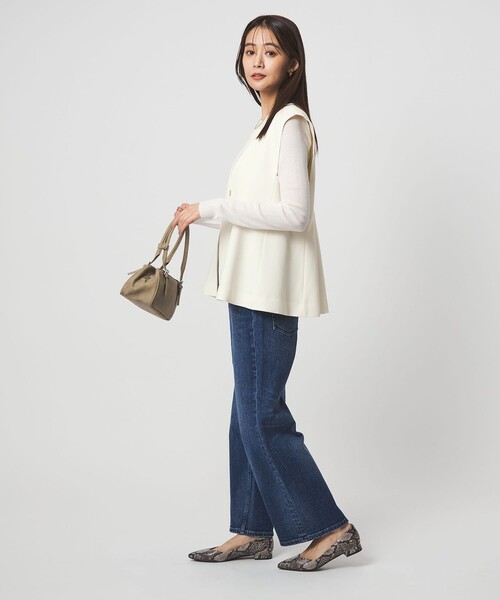 size SHORTあり］fleurie(フルリー) ペプラム ジレ（ベスト）｜green