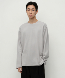 [ヒートタンダード] クルーネック長袖Tシャツ [ライトグレー]