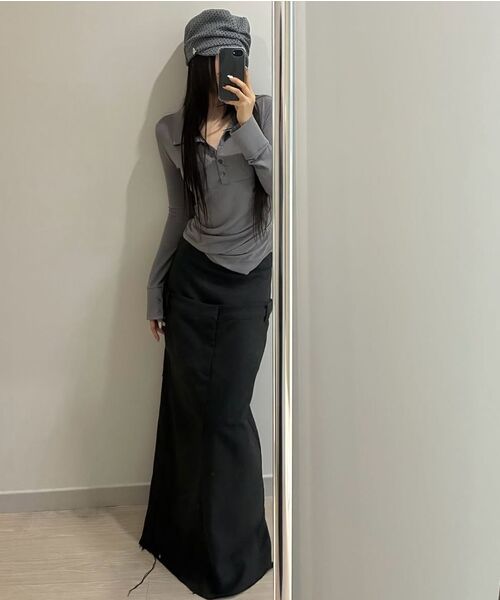 FLAREUP(フレアアップ)の「Asymmetrical Draped Shirt (FL-186_Gray)(ポロシャツ・レディース・グレー・1/2)」の13枚目の写真