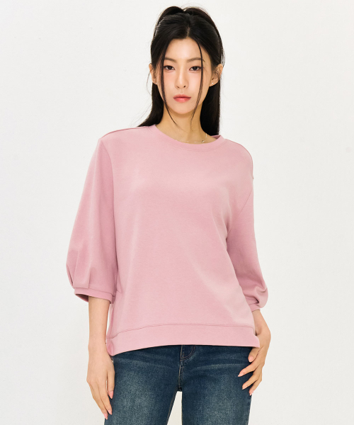 CHASECULT(チェイスカルト)の「レディースボリューム7部袖スウェットTシャツ-ピンク(Tシャツ/カットソー・レディース・ピンク・85/90)」の1枚目の写真