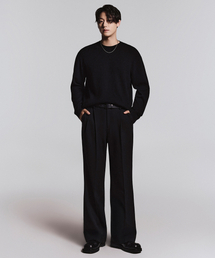 MUSINSA STANDARD(VTX^_[h)Real Wide Hidden Banding Slacks [Black](XbNX)