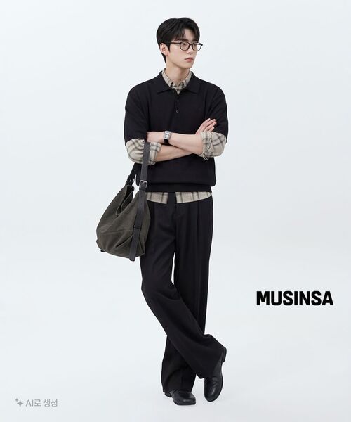MUSINSA STANDARD（ムシンサスタンダード）の「リアルワイドヒドゥンバンディングスラックス[ブラック]（スラックス・メンズ・その他・40/31/33/26/27/28/29/38/42/36/34/32/30）」の17枚目の写真