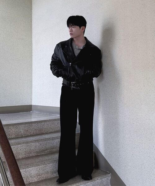 MUSINSA STANDARD（ムシンサスタンダード）の「リアルワイドヒドゥンバンディングスラックス[ブラック]（スラックス・メンズ・その他・40/31/33/26/27/28/29/38/42/36/34/32/30）」の10枚目の写真