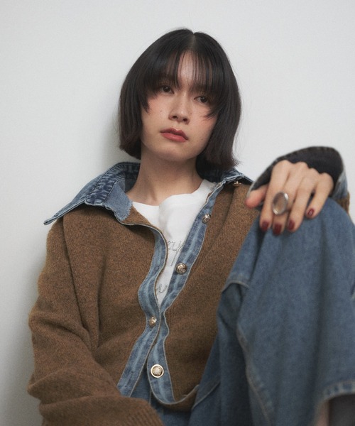 Shelly island（シェリーアイランド）の「デニム切り替えカーディガン