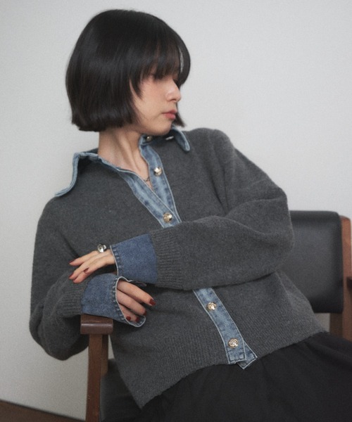 Shelly island（シェリーアイランド）の「デニム切り替えカーディガン