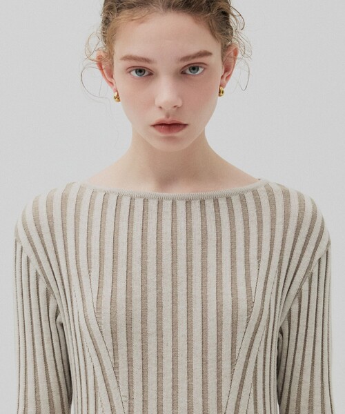 PUBLIC TOKYO（パブリックトウキョウ）の「【残りわずか】フレアリブニットワンピース（ワンピース・レディース・ダークグレー/マルチ/ライトベージュ・1/2）」の21枚目の写真