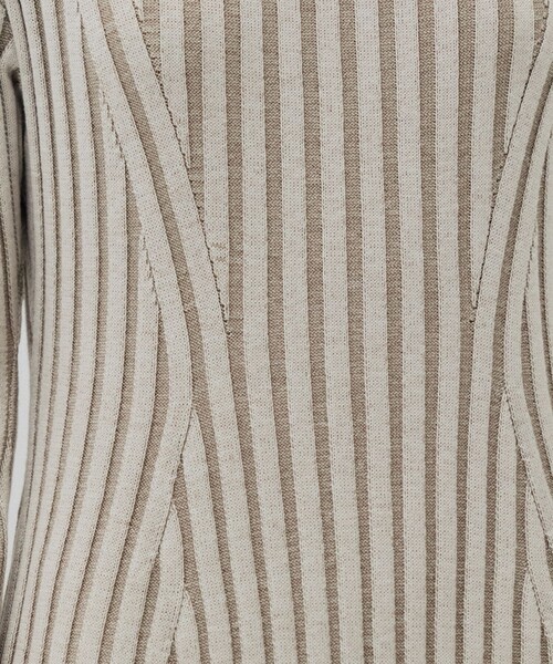 PUBLIC TOKYO(パブリックトウキョウ)の「フレアリブニットワンピース(ワンピース・レディース・ダークグレー/ライトベージュ/マルチ・1/2)」の4枚目の写真