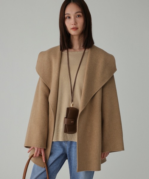 BABYLONE（バビロン）の「ベルト付きリバーショートコート（ピーコート・レディース・モカ/グレー/サンドグレー/キャメル・フリー）」の4枚目の写真